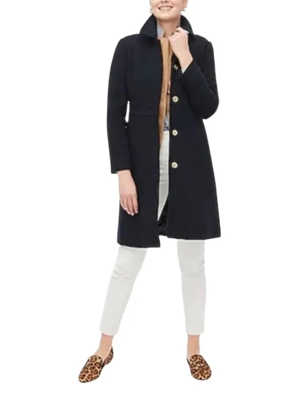 J. Crew Navy Wool Blend Lady Coat